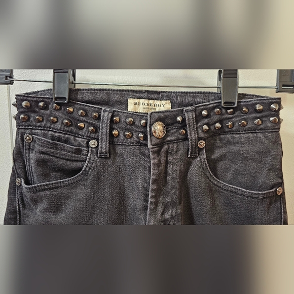 Burberry London Cannington Studded Women's Skinny Jeans Size 25 Charcoal Black - Picture 2 of 15